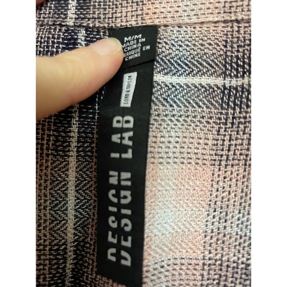 Design Lab Pink Plaid Cropped Open Back Shirt Feminine Western Cowgirl Size M - Picture 2 of 6